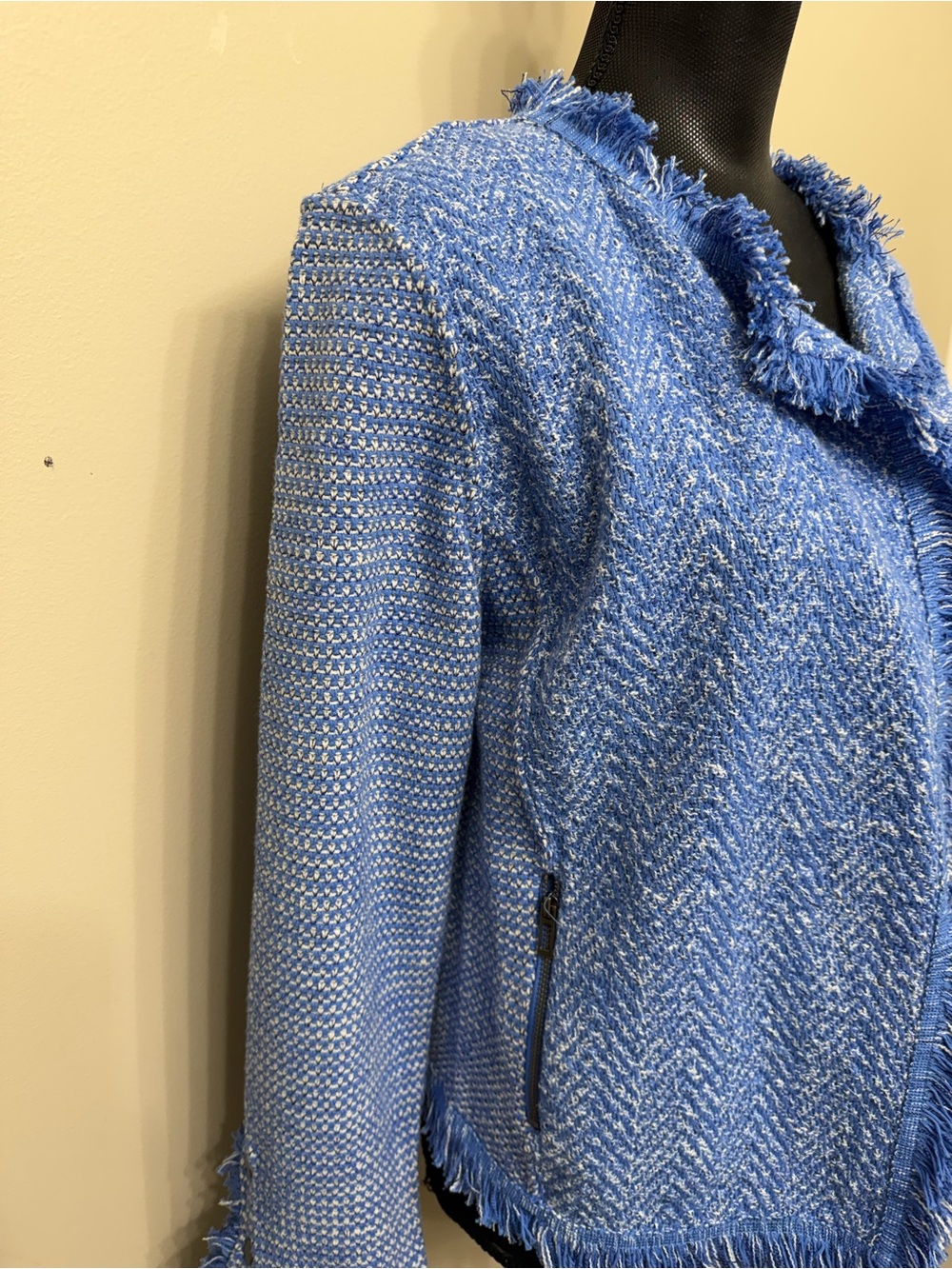 NWT NIC+ ZOE Women’s Blue Fringe Edge Jacket Blazer M - Picture 4 of 11